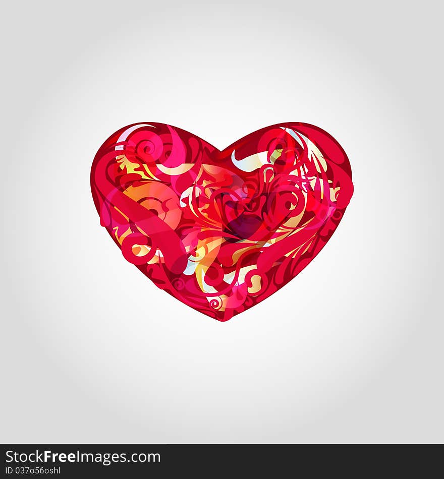 Card for valentine day with beautiful red heart. Card for valentine day with beautiful red heart