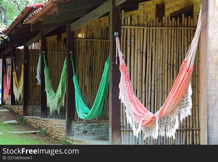 Hammocks Hanging At Resort