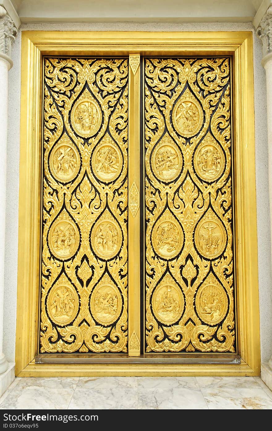 Golden door of church,Thailand