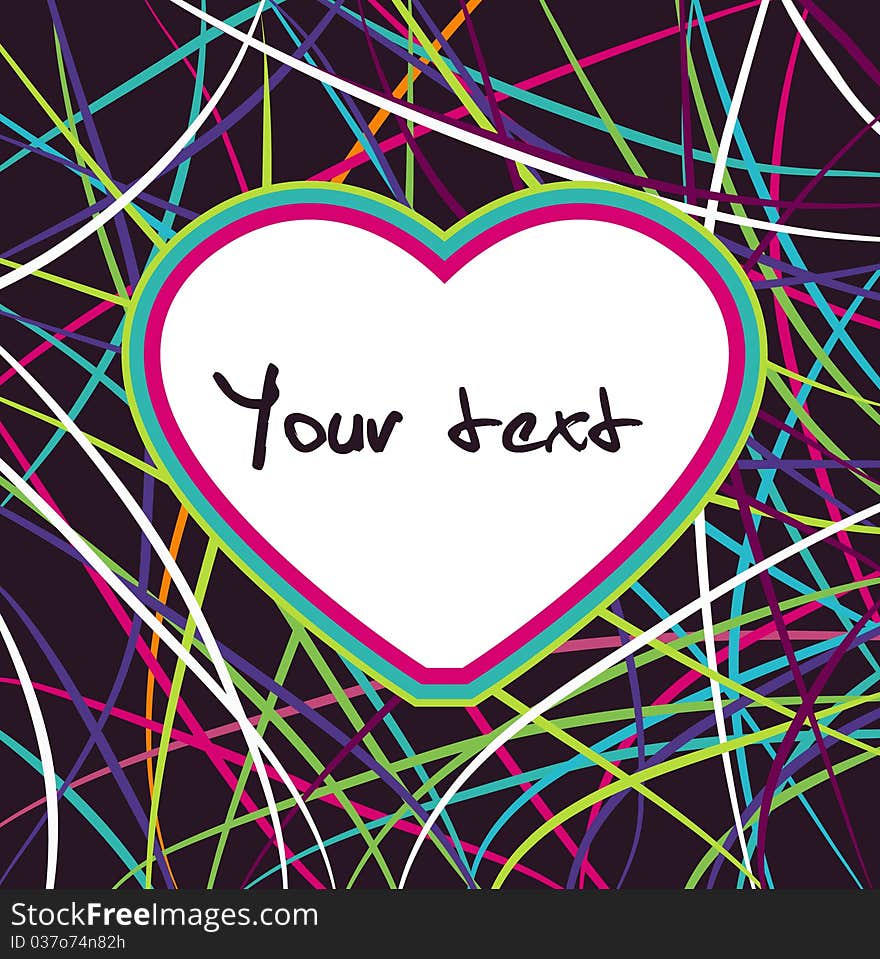 Card for valentine day with striped multicolor hearts. Card for valentine day with striped multicolor hearts