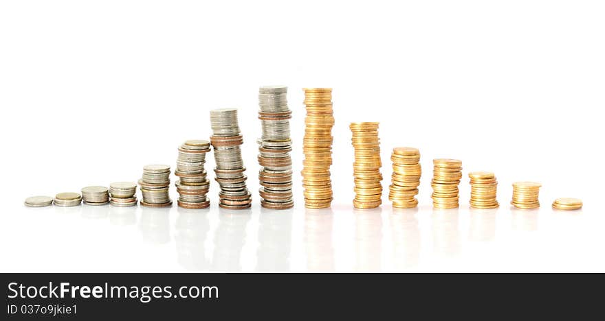 Coins isolated on the white background