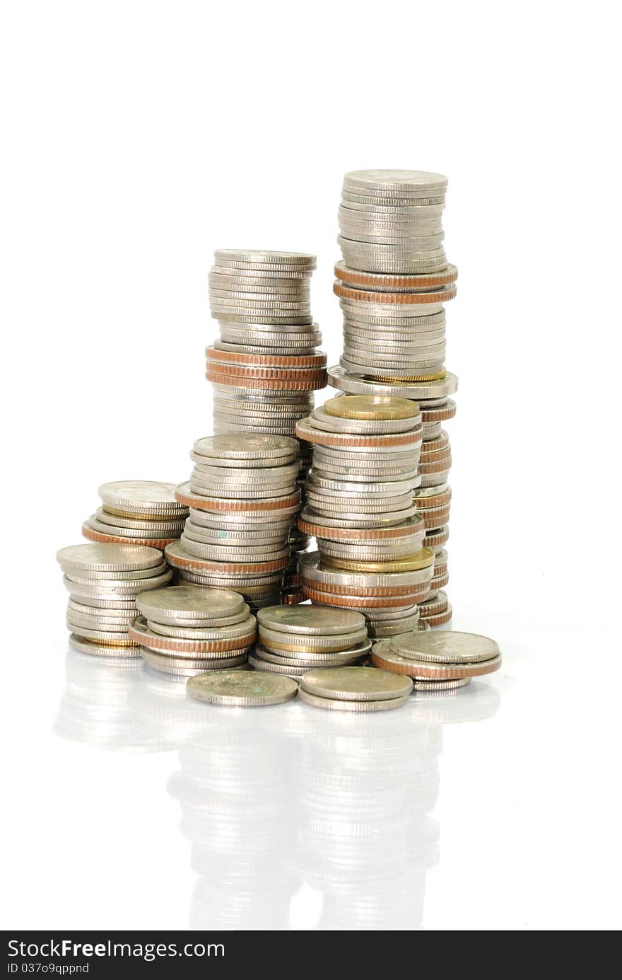 Coins isolated on the white background