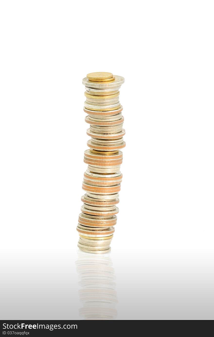 Coins isolated on the white background