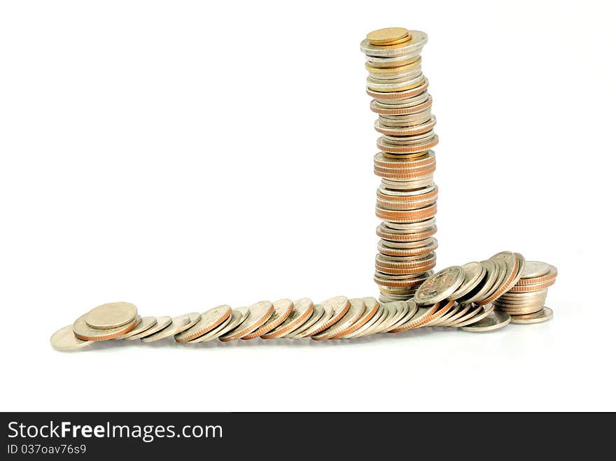 Coins isolated on the white background