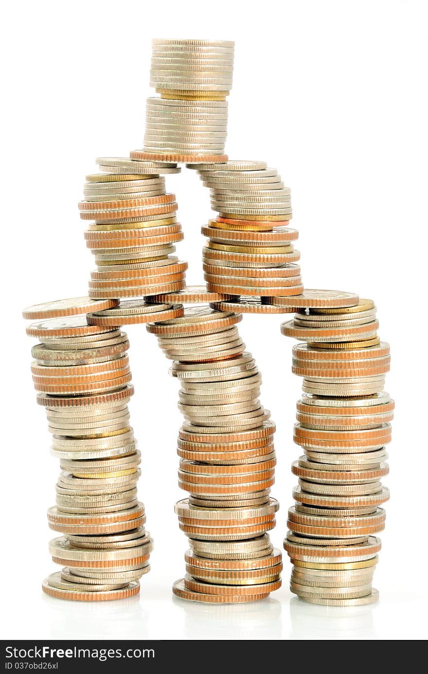 Coins isolated on the white background