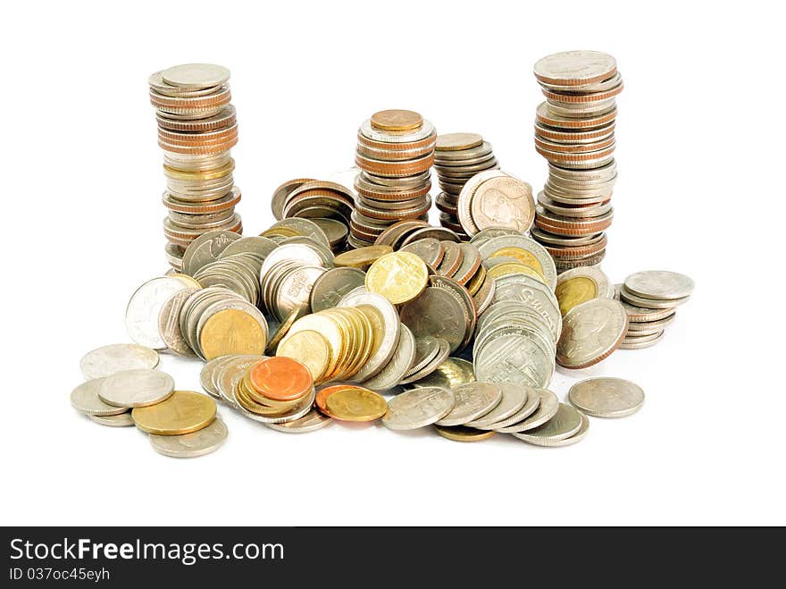 Coins isolated on the white background