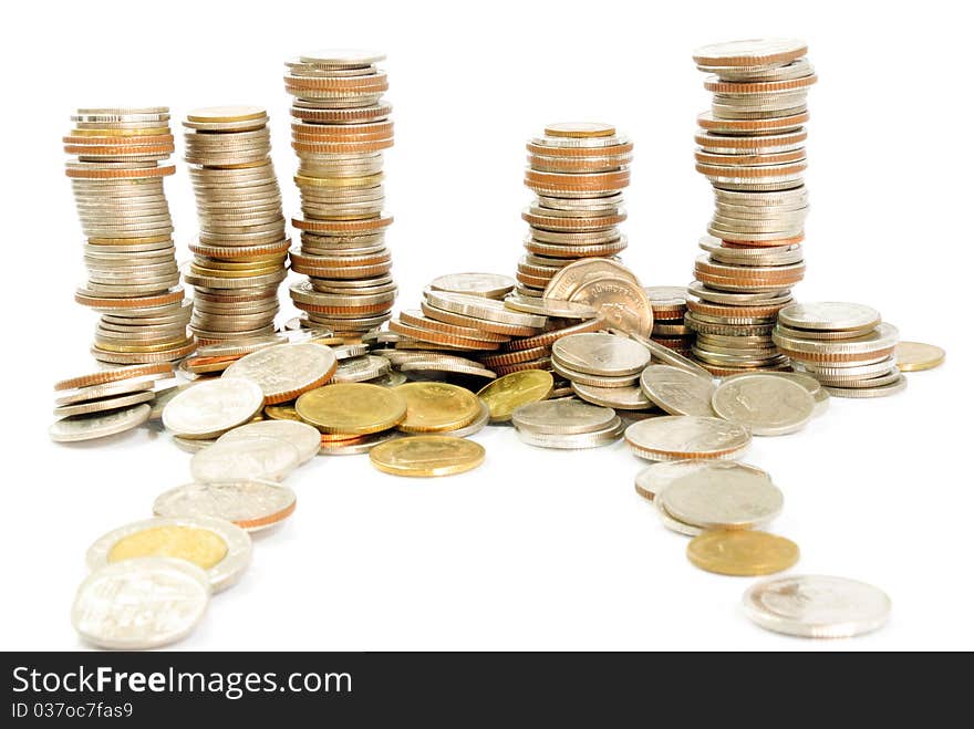 Coins isolated on the white background