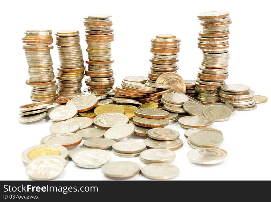 Coins isolated on the white background