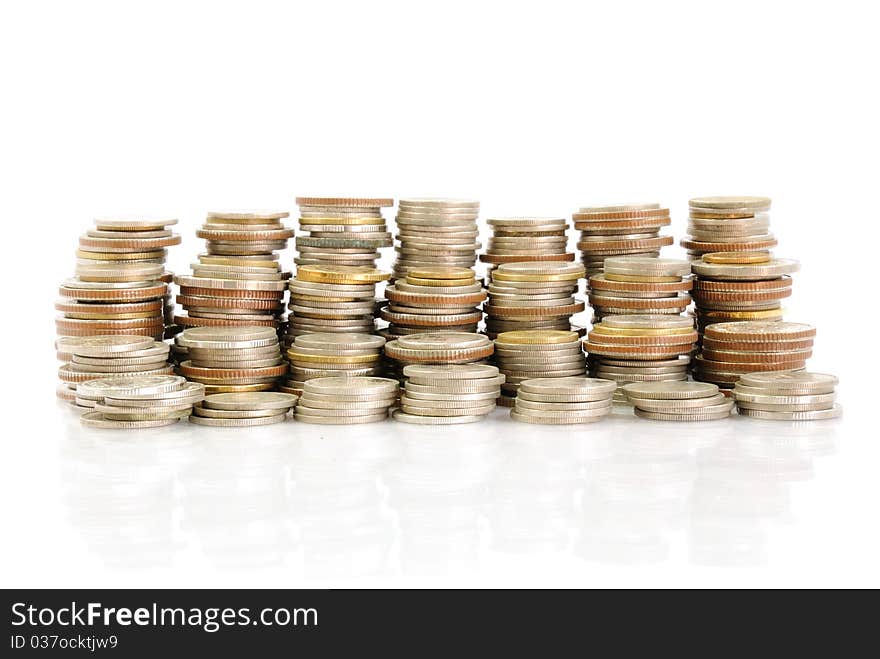 Coins isolated on the white background