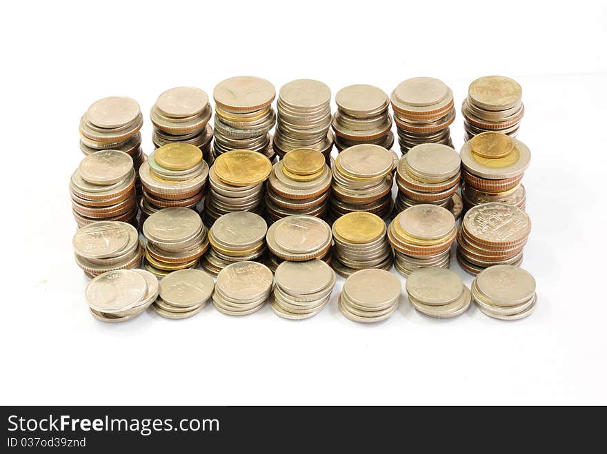 Coins isolated on the white background