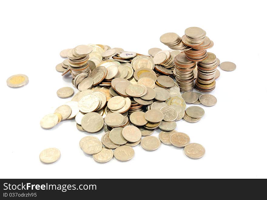 Coins isolated on the white background