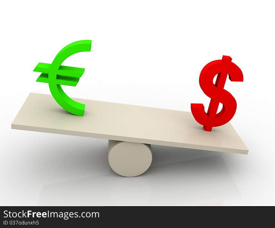 Dollar Euro Swing 3d Illustration