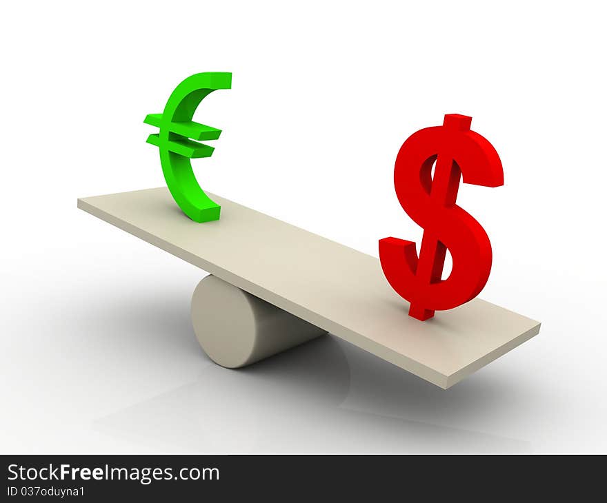 Dollar euro swing 3d illustration