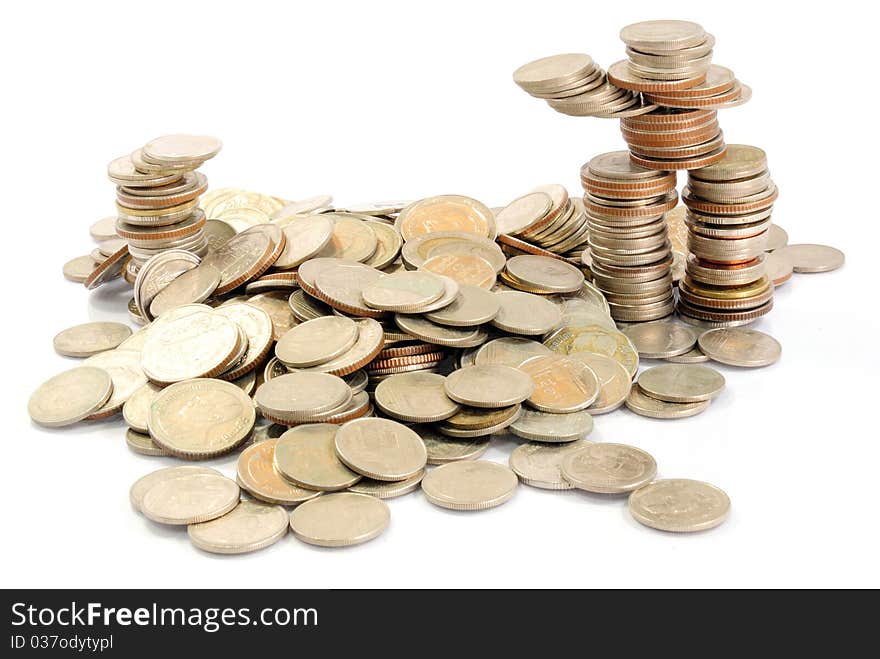 Coins isolated on the white background