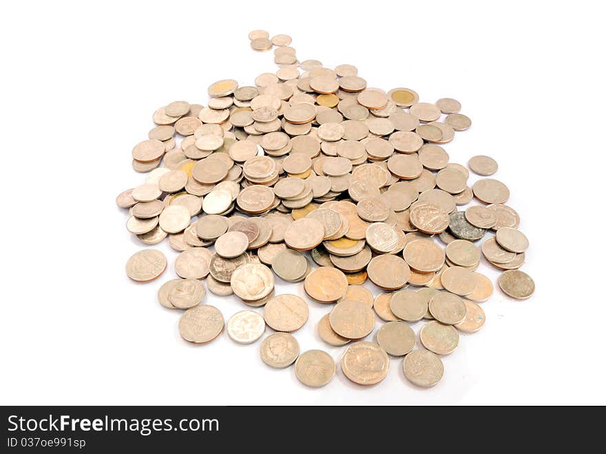 Coins isolated on the white background