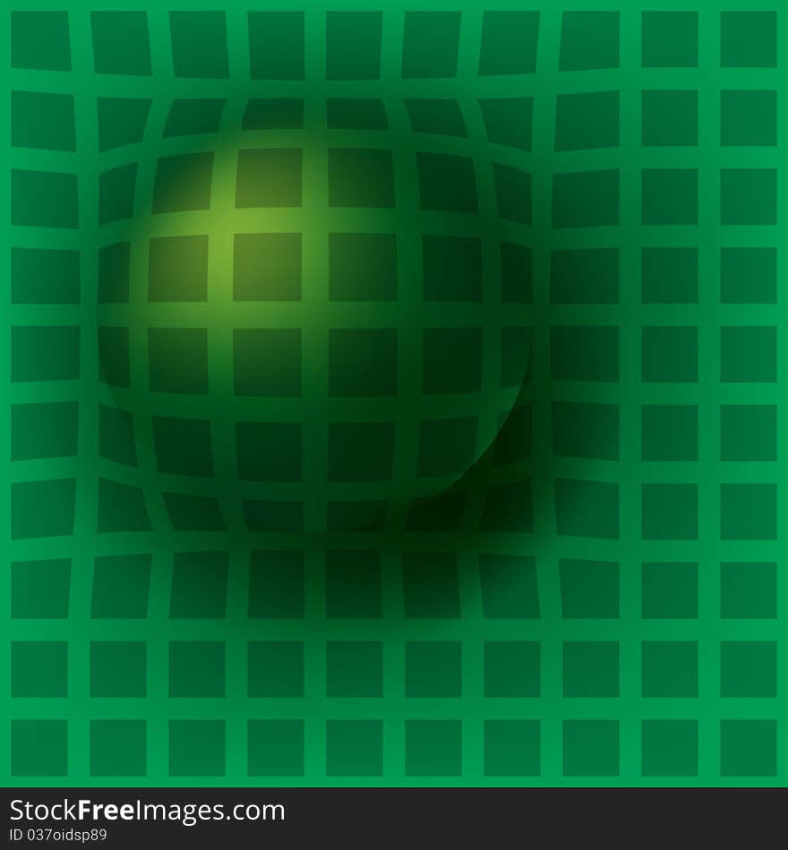 Abstract background dark ball on green cells. Abstract background dark ball on green cells