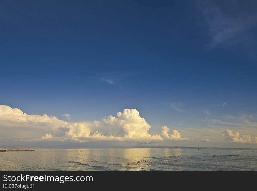 Adriatic Sea near Venice (Italy) with Clouds at horizon. Adriatic Sea near Venice (Italy) with Clouds at horizon