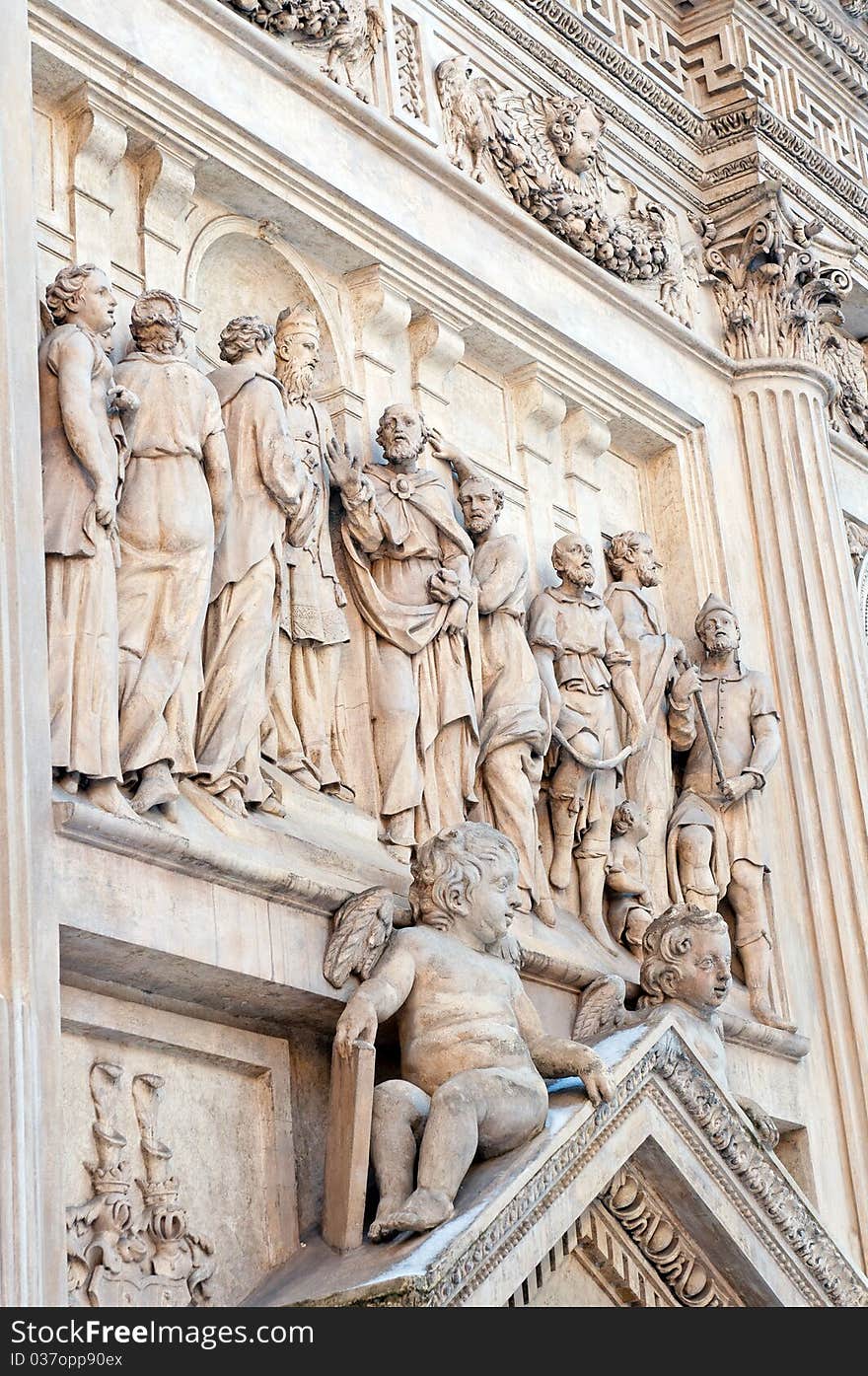 Detail of Loreta church decorated with sculptures, Prague, Czech Republic. Detail of Loreta church decorated with sculptures, Prague, Czech Republic.