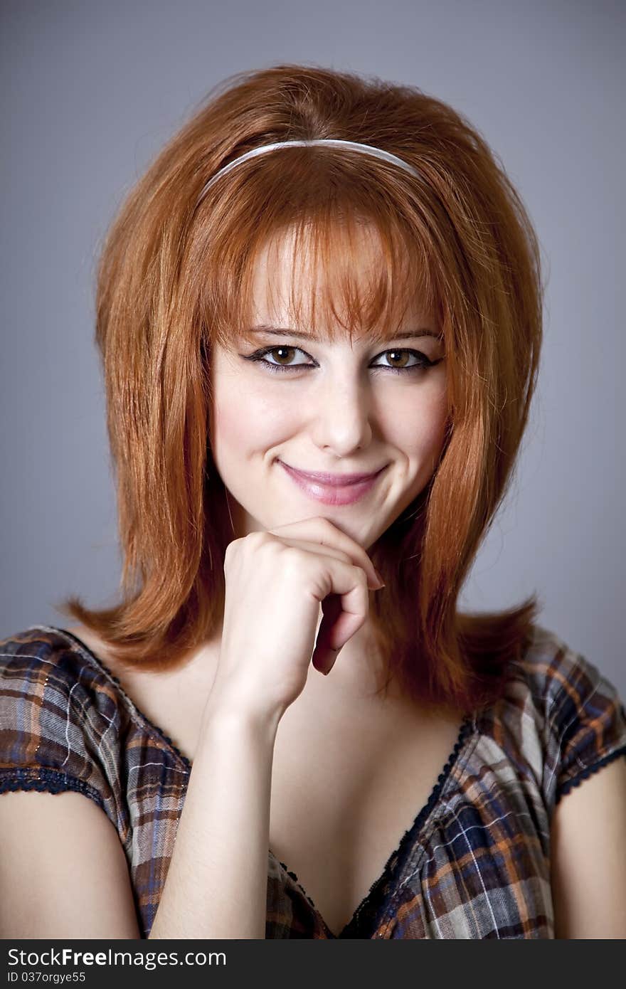 Girl in american 50s-60s style. Studio shot.