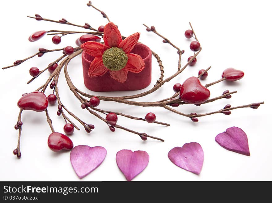 Heart blossoms with flower onto stands