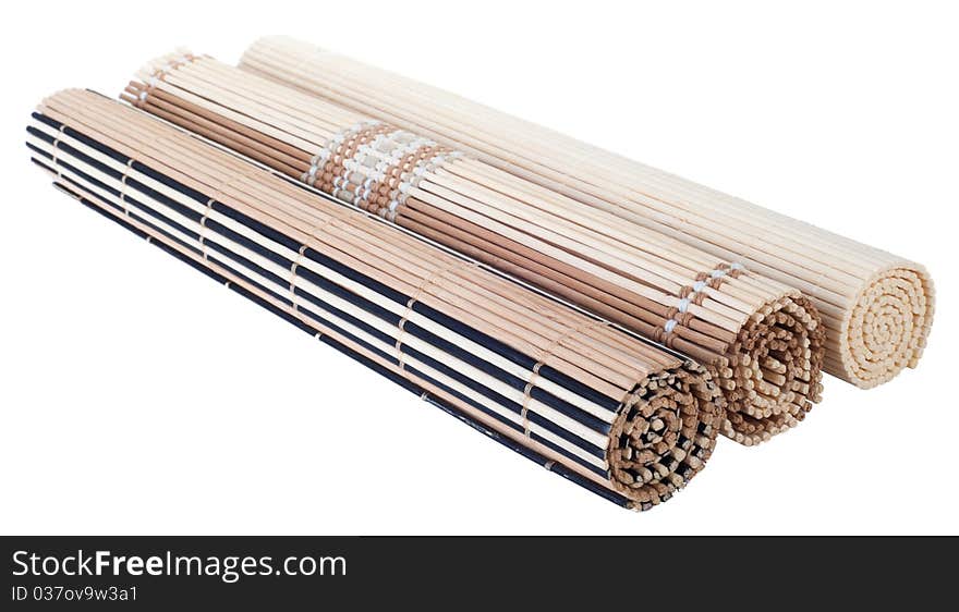 Rolled up bamboo mat