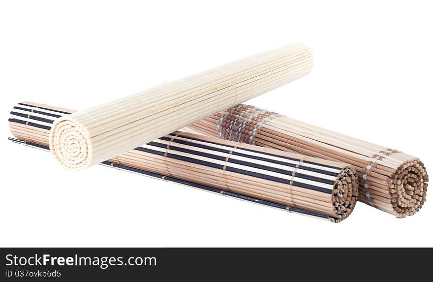 Rolled up bamboo mat