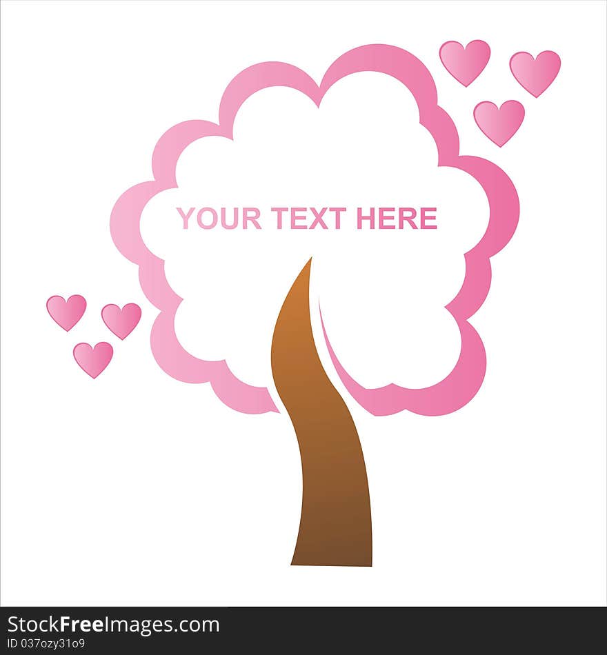 St. valentine's day tree frame with hearts