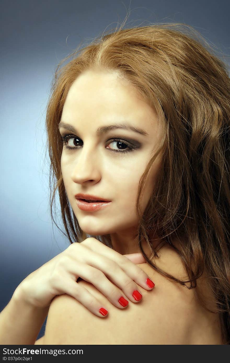 Sensual red hair woman studio shot, head and shoulder. Sensual red hair woman studio shot, head and shoulder