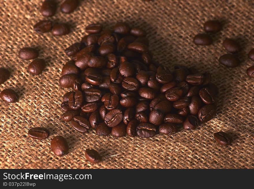 Coffee grains laid out by heart