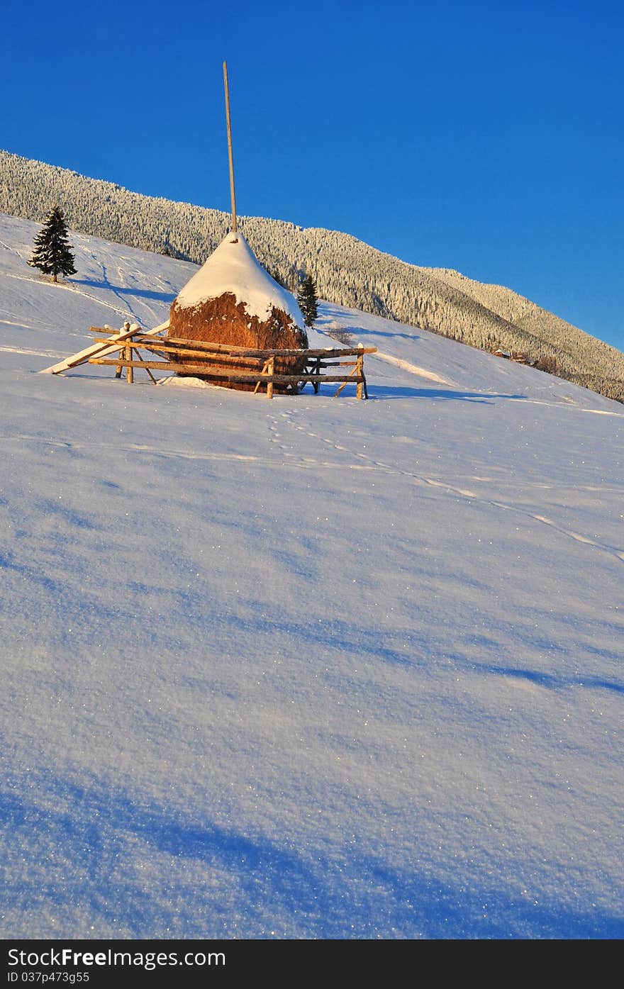 Haystack in the winter