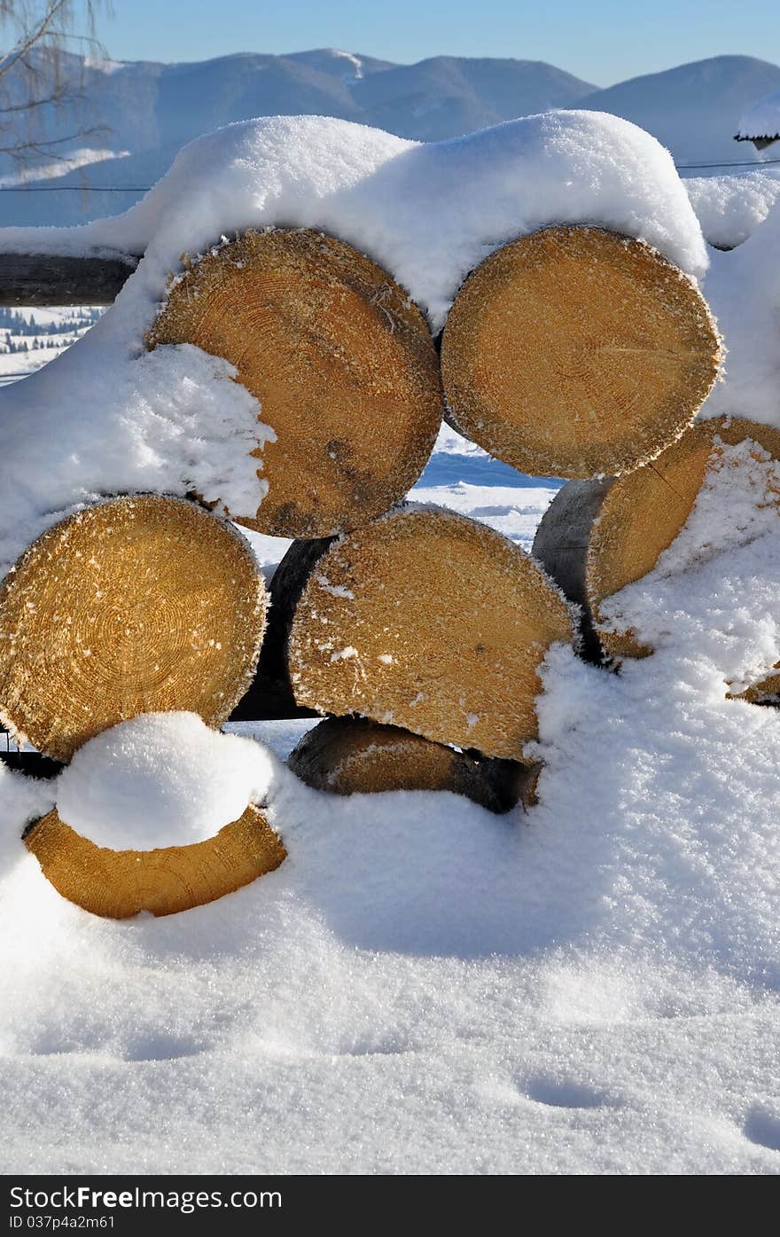 Fire Wood Under Snow