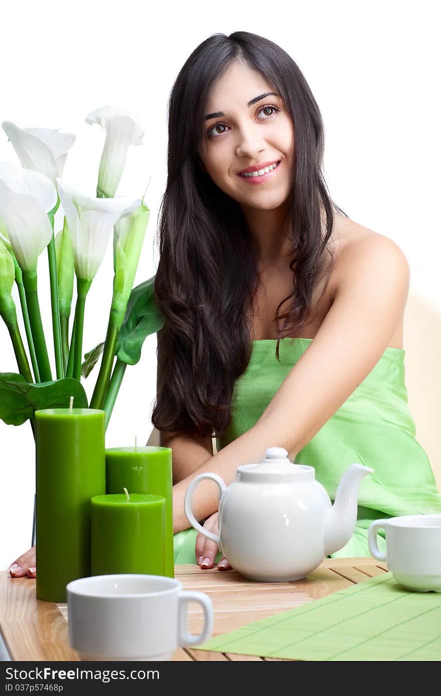 Beautiful woman  in cafe