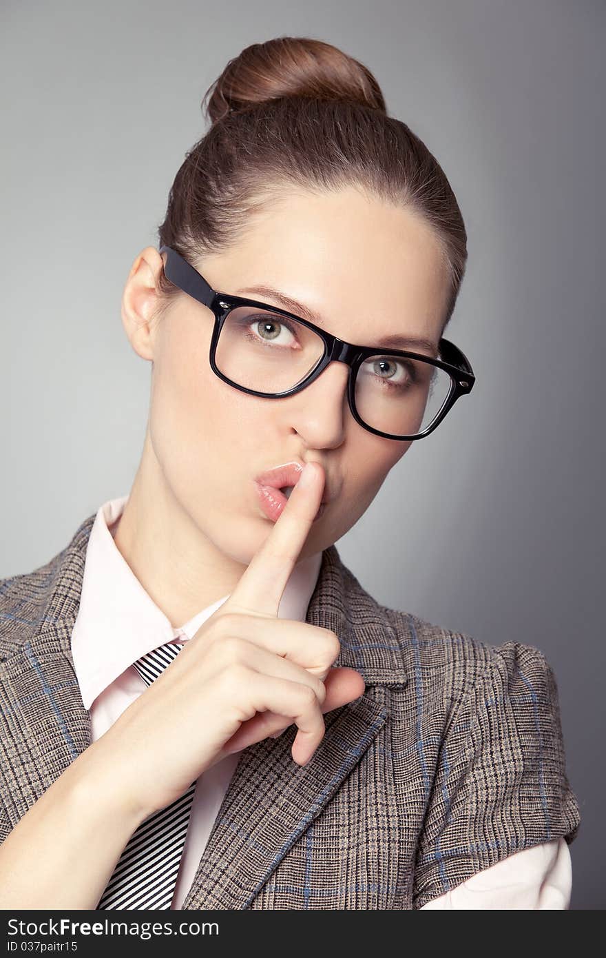 Silent business lady in the office. Silent business lady in the office