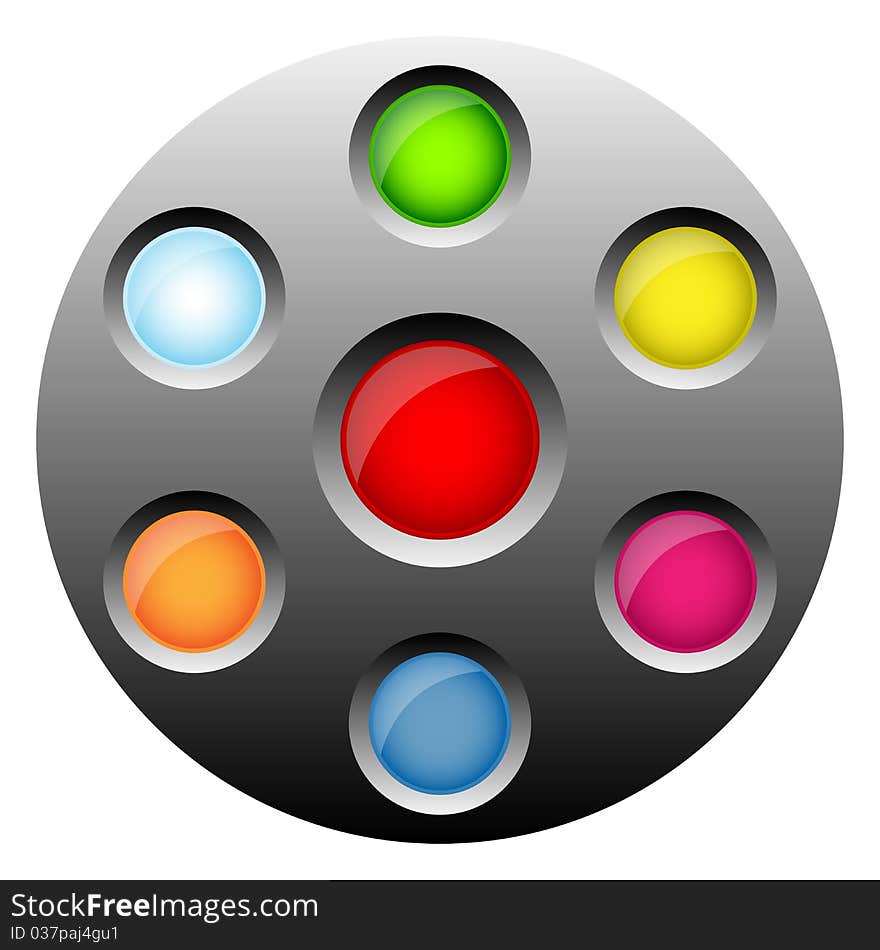 Set of colorful round web buttons isolated.EPS file available