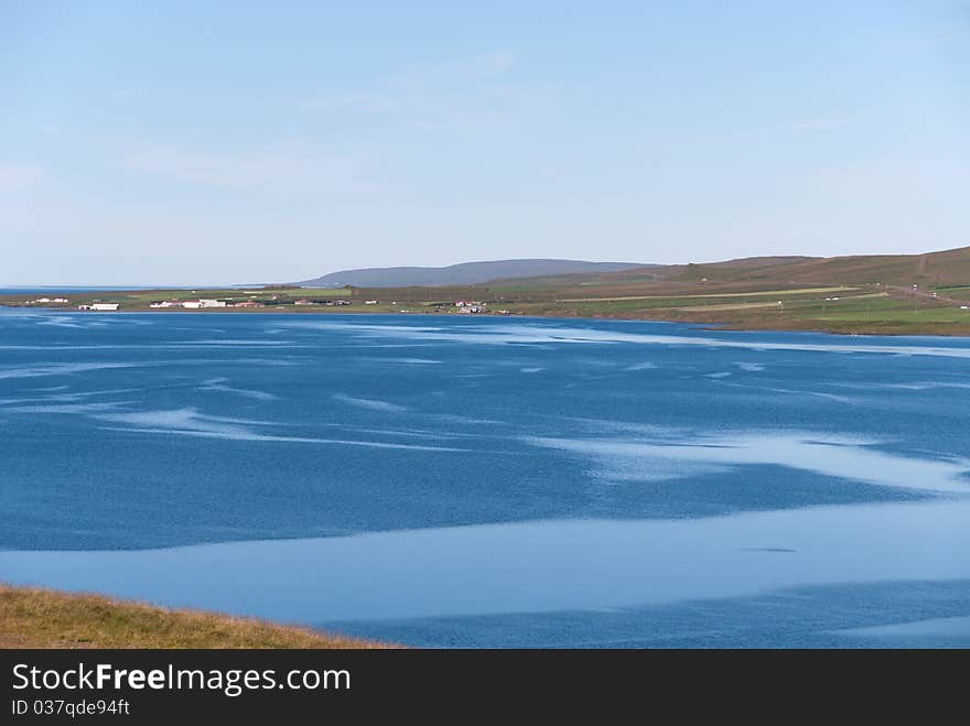 Breeze on the sea in a bay on the peninsula Vatnsnes