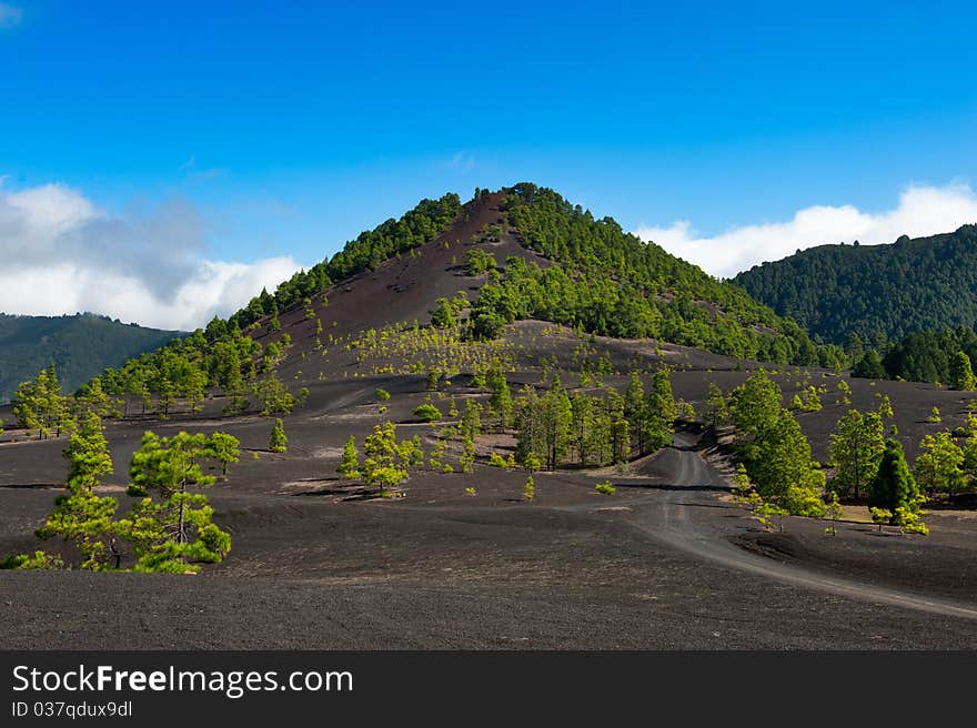 Beautiful lava landscape in La Palma