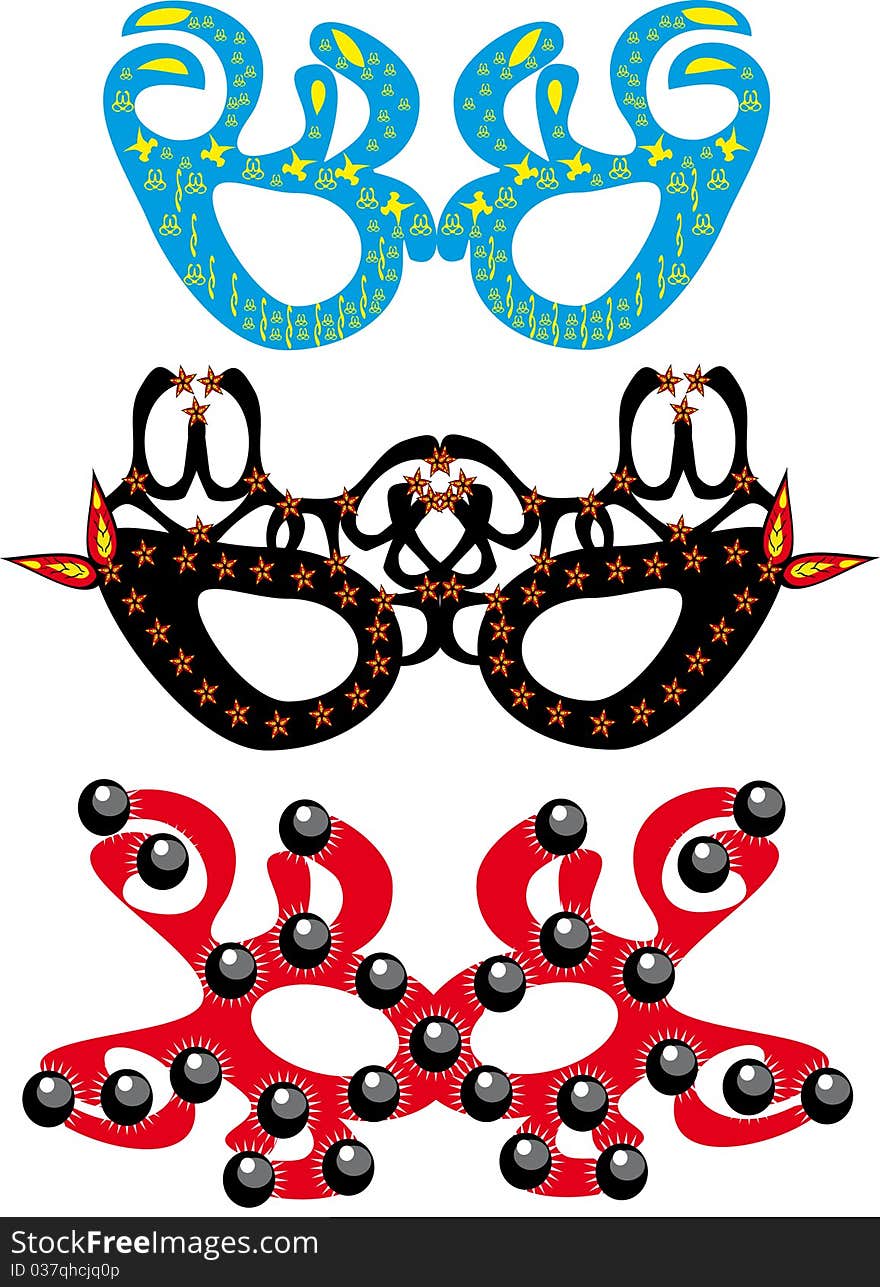 Set of carnival masks. Illustration