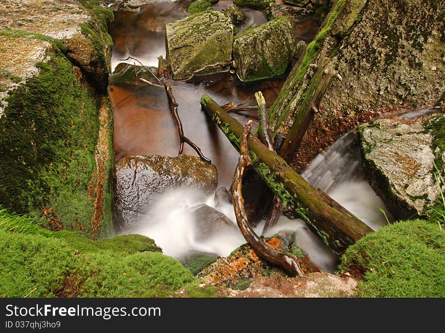 Waterfall in the forest with a long exposure