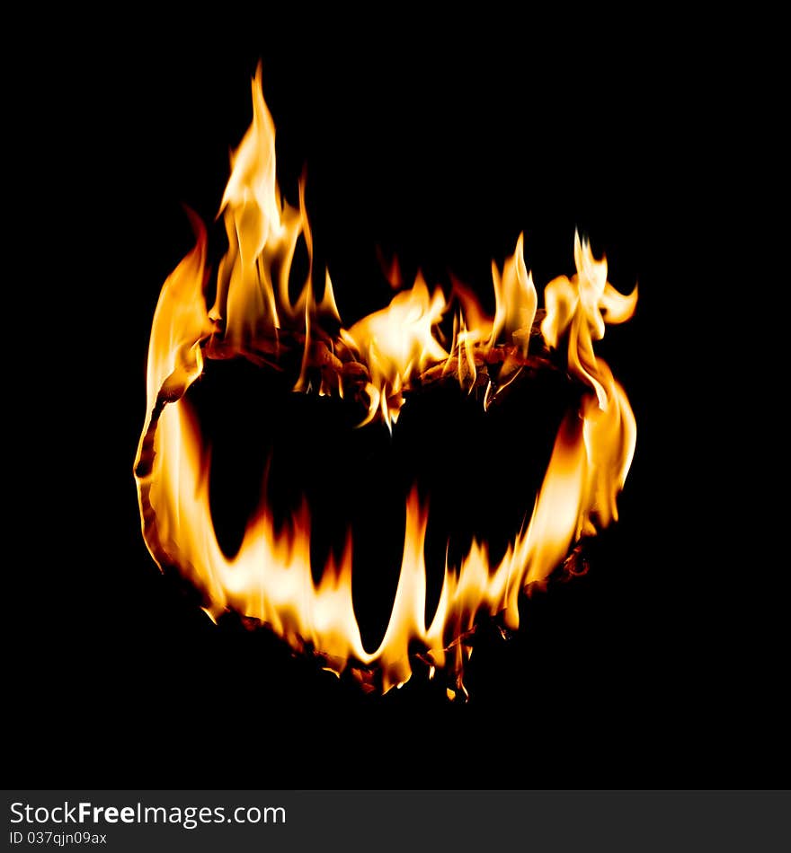 Heart shape in fire flame