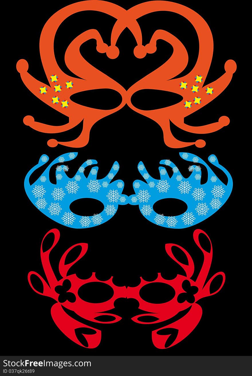 Set of carnival masks. Illustration