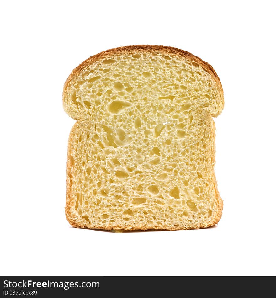 Piece of bread isolated on white