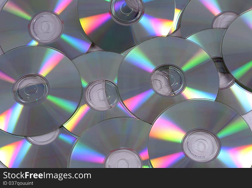 Close up of a bunch of CDs. Close up of a bunch of CDs.