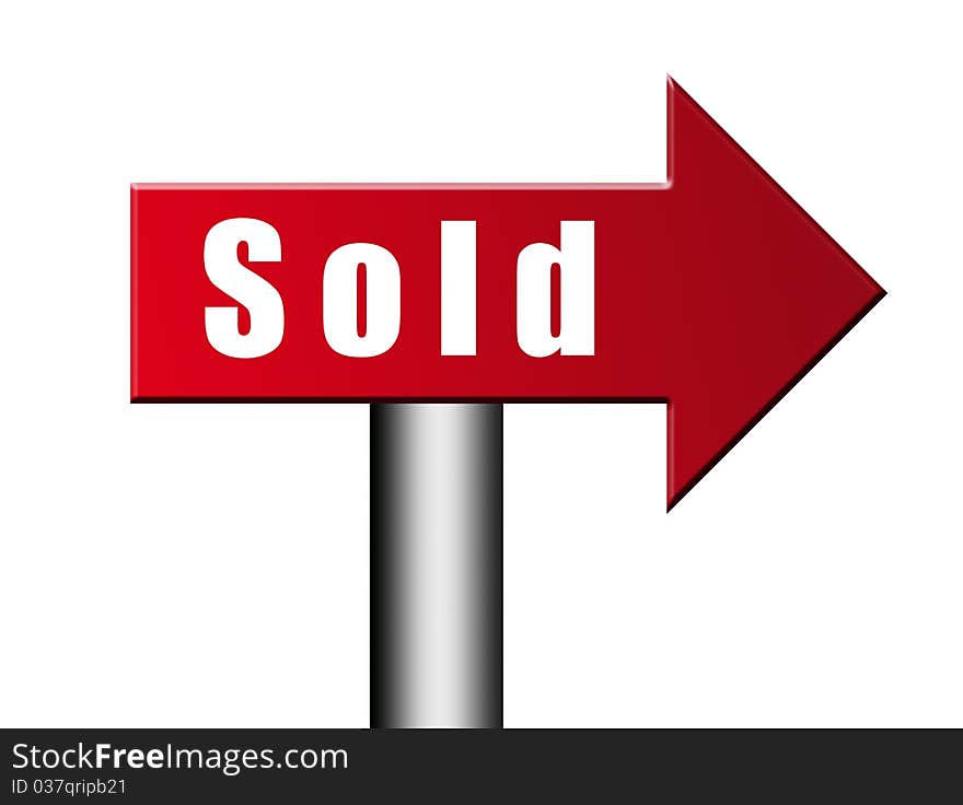 Sold arrow on white background. Isolated illustration. Sold arrow on white background. Isolated illustration