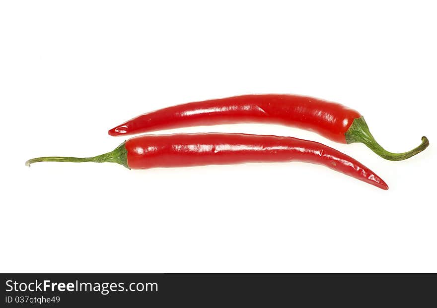 Red hot chili peppers on white background. Red hot chili peppers on white background