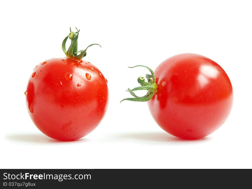 Fresh cherry tomato on white background