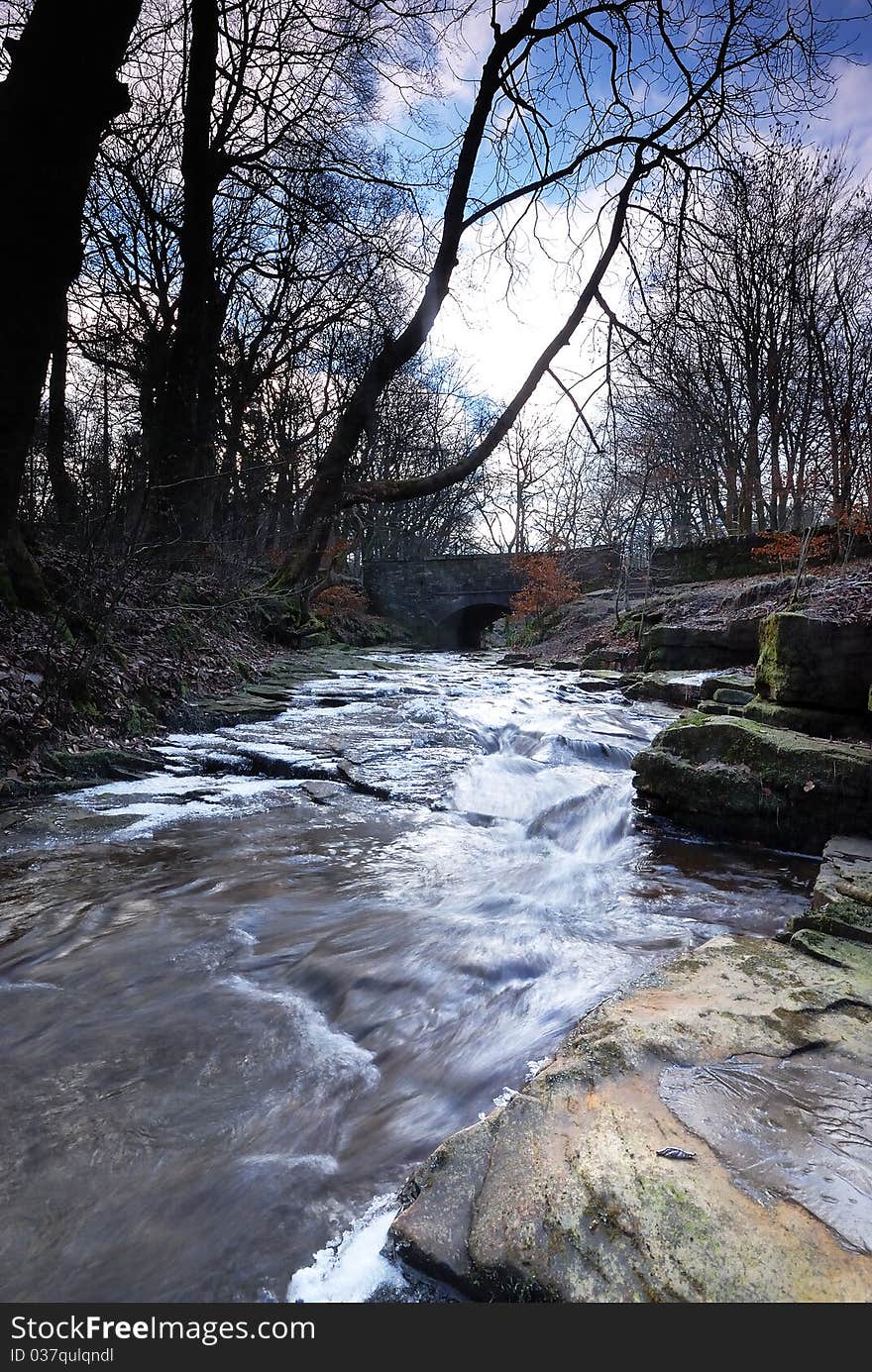 A Barren Fast Flowing Winter Stream. A Barren Fast Flowing Winter Stream