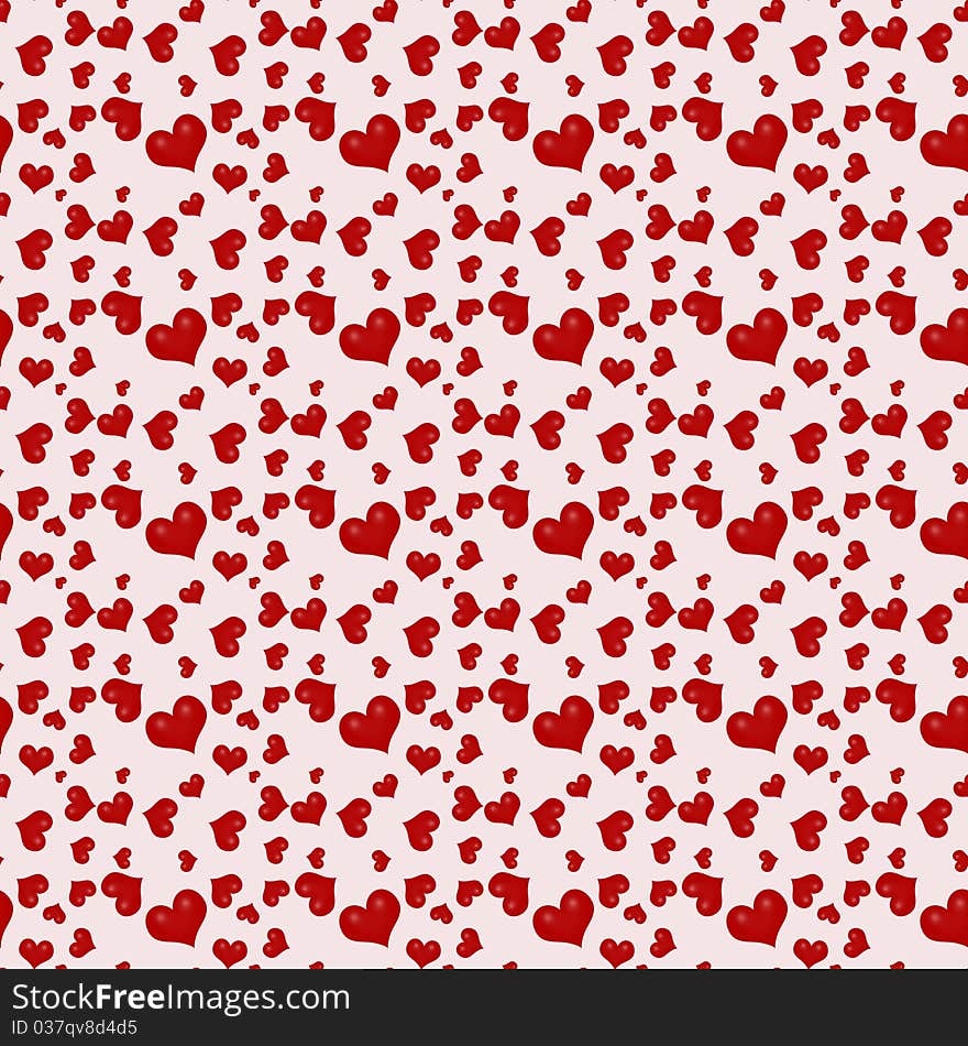 Seamless background Red Valentine's day background with hearts for web or desktop