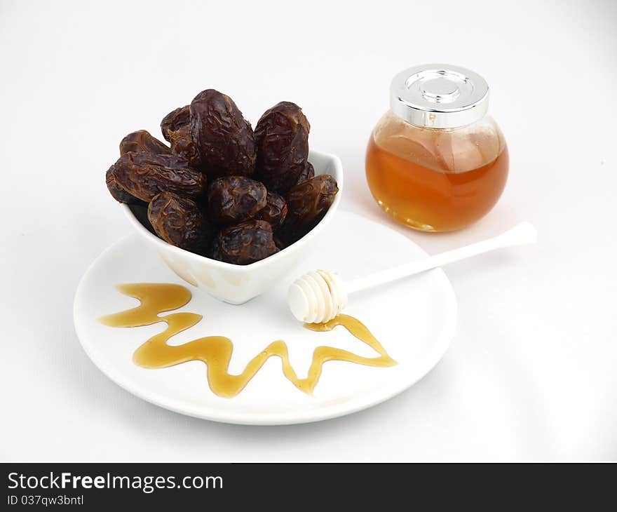 Dried black dates with honey