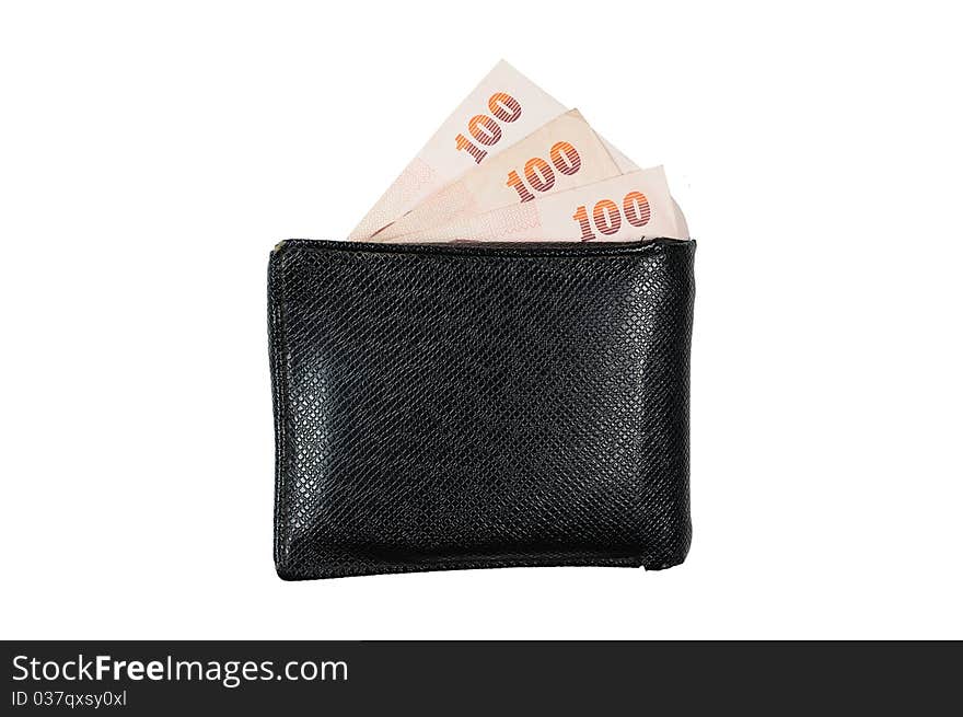 Wallet made of leather. The money is for graphical representation within. Wallet made of leather. The money is for graphical representation within