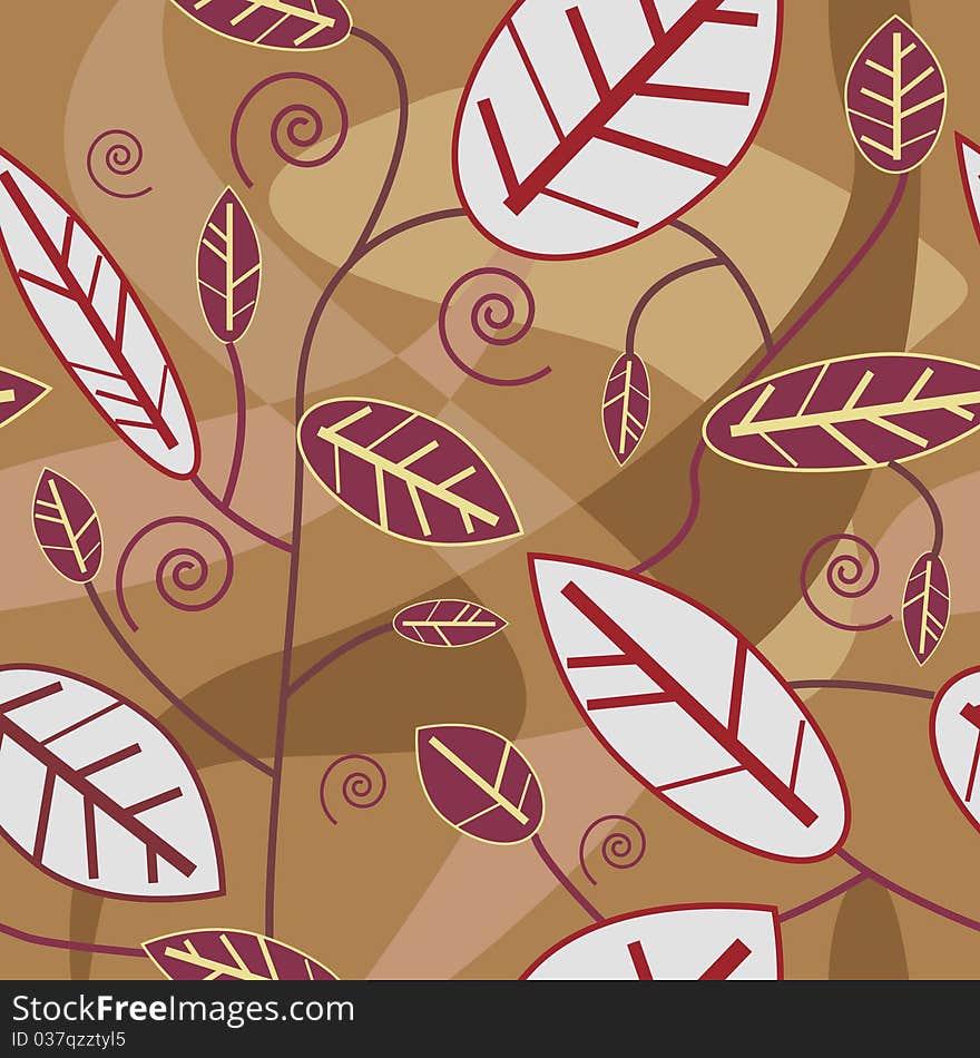 Abstract brown seamless texture with leafs. Abstract brown seamless texture with leafs